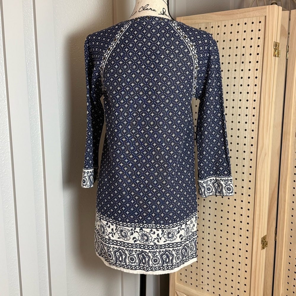 Forever 21 navy + white boho tunic dress • size S - Picture 4 of 8
